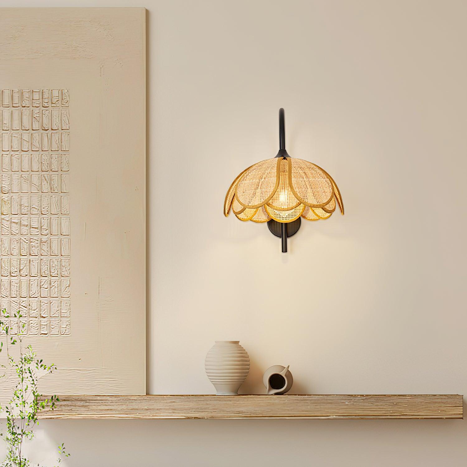 Bloom Rattan Wall Lamp 15.7