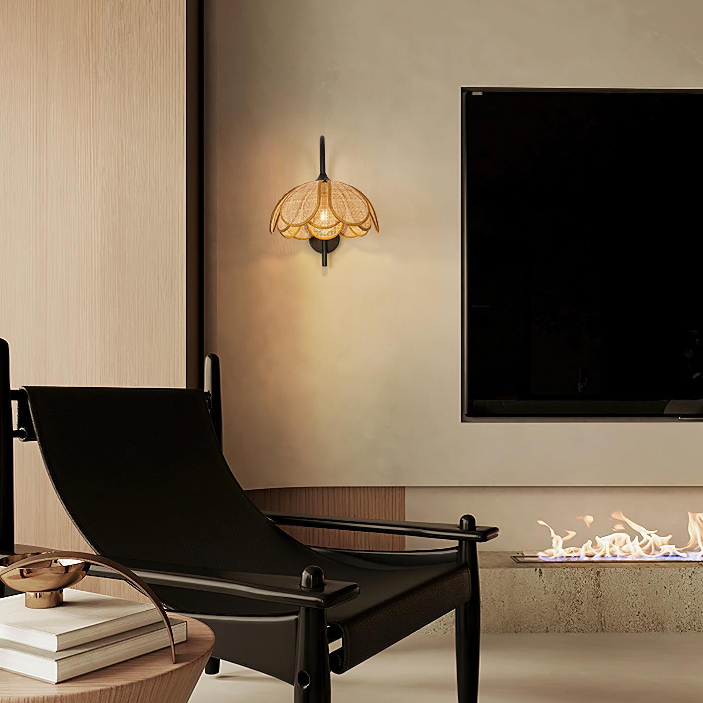 Bloom Rattan Wall Lamp 15.7