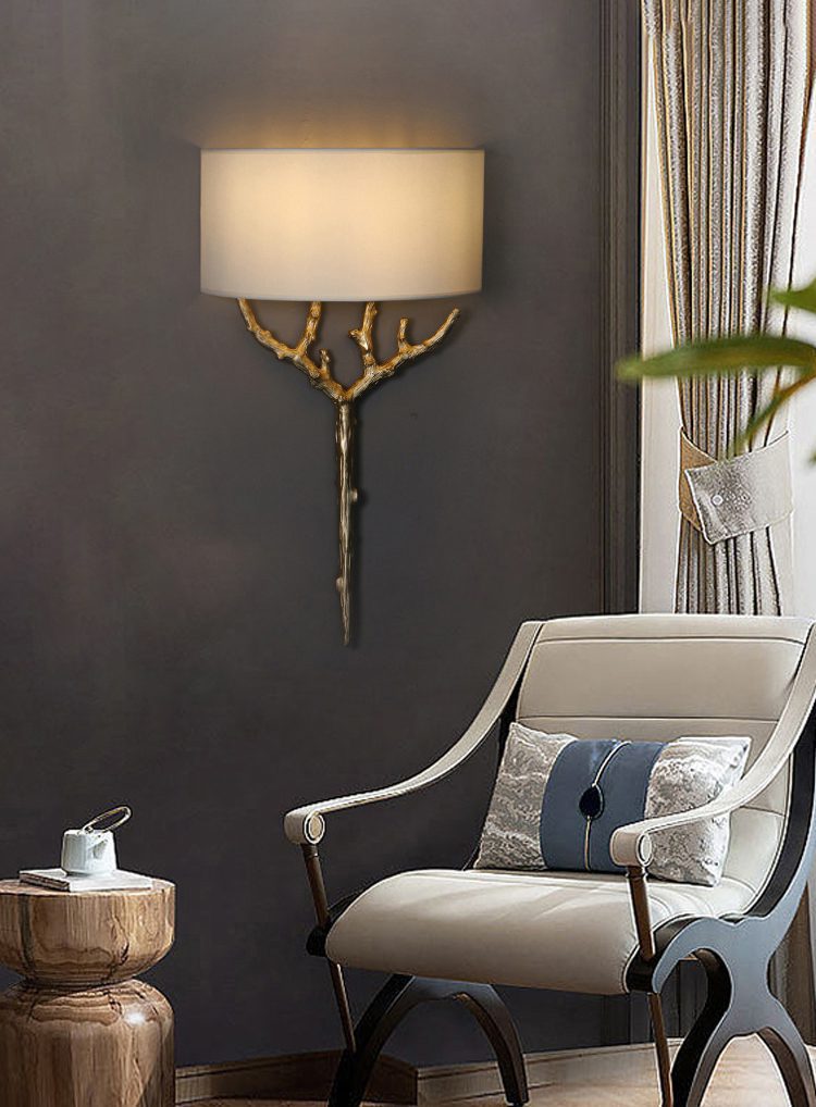 Brass Branch Wall Light, Hardwired Wall Sconce, detail 3