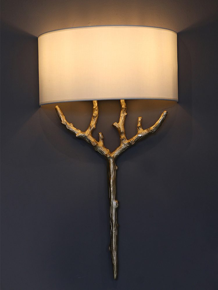 Brass Branch Wall Light, Hardwired Wall Sconce, detail 7