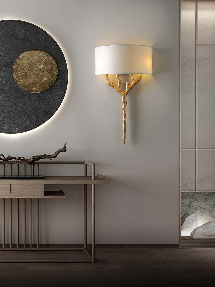 Brass Branch Wall Light, Hardwired Wall Sconce, detail 5