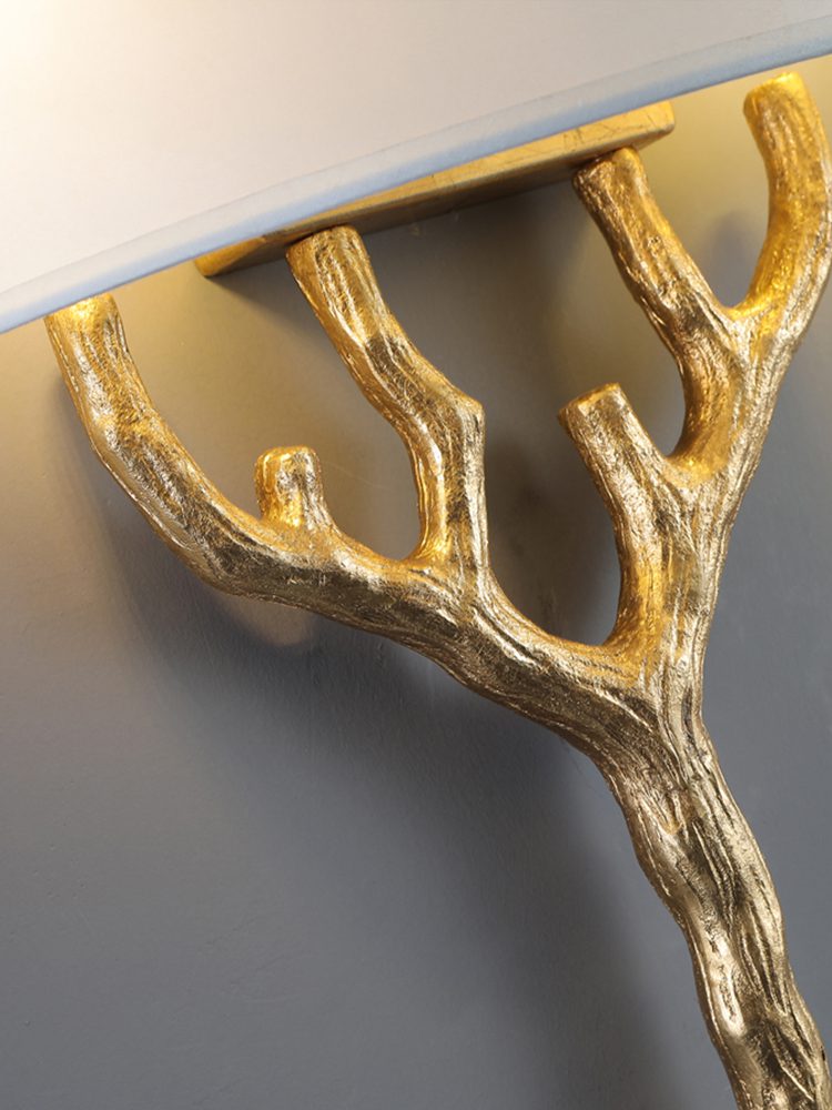 Brass Branch Wall Light, Hardwired Wall Sconce, detail 8