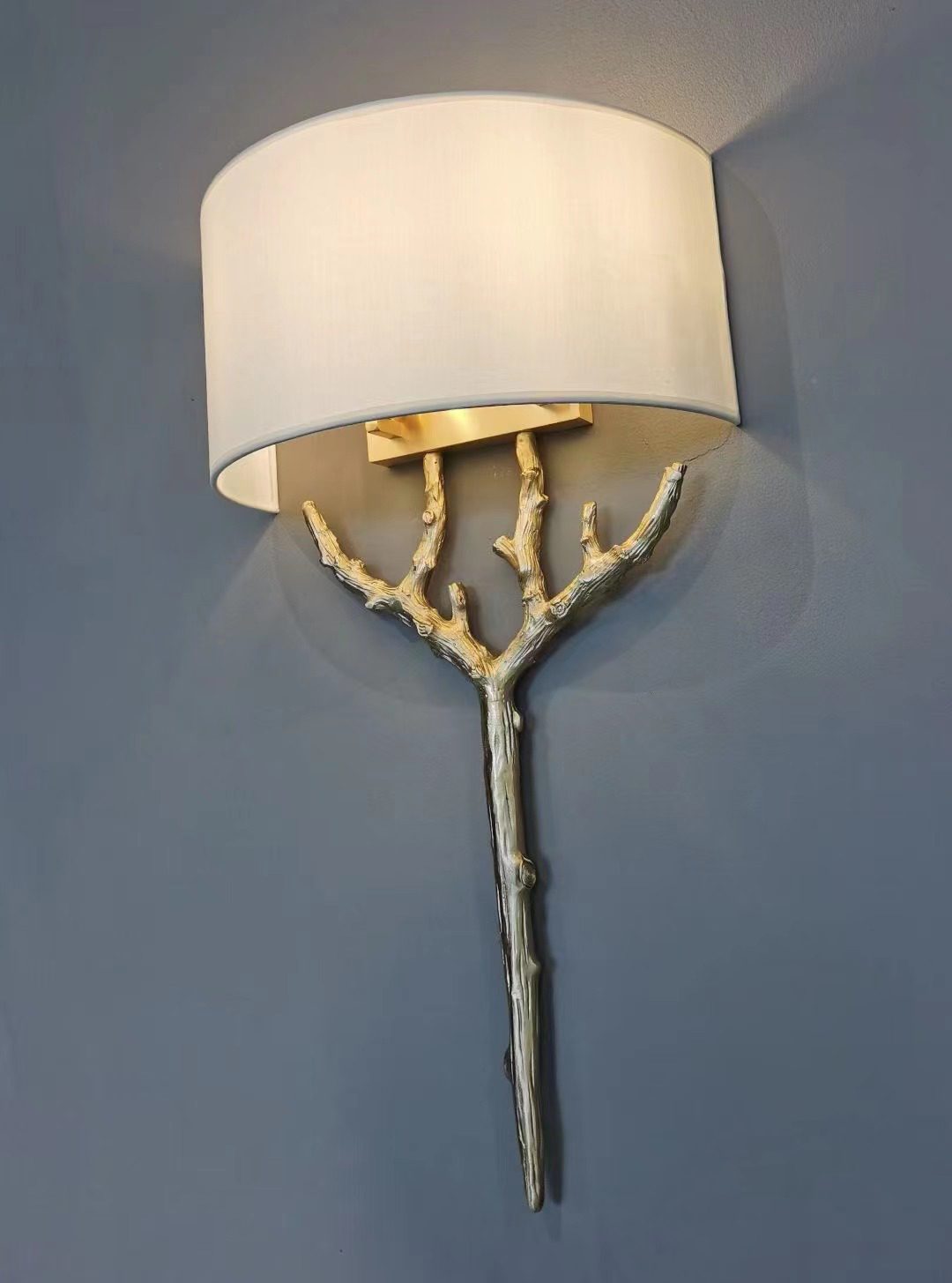 Brass Branch Wall Light, Hardwired Wall Sconce, detail 9