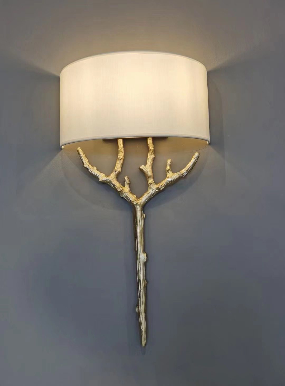 Brass Branch Wall Light, Hardwired Wall Sconce, detail 12