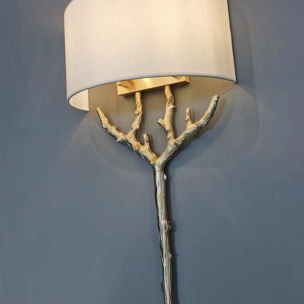 Brass Branch Wall Light, Hardwired Wall Sconce, detail 14