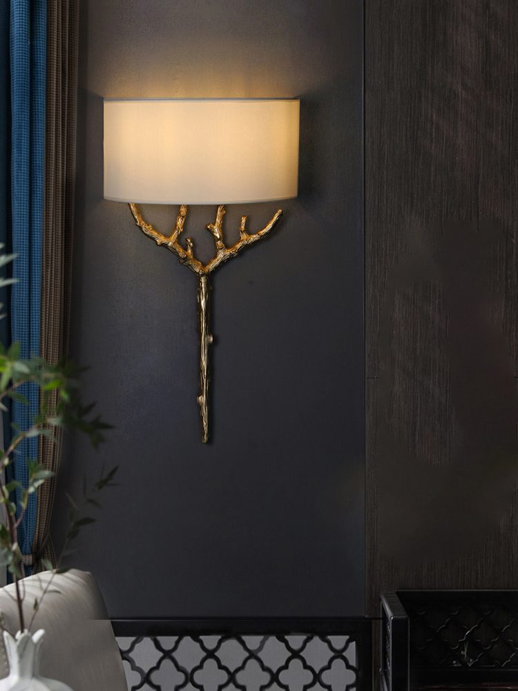 Brass Branch Wall Light, Hardwired Wall Sconce, detail 6