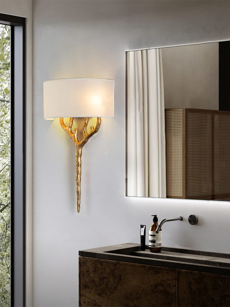 Brass Branch Wall Light, Hardwired Wall Sconce, detail 4