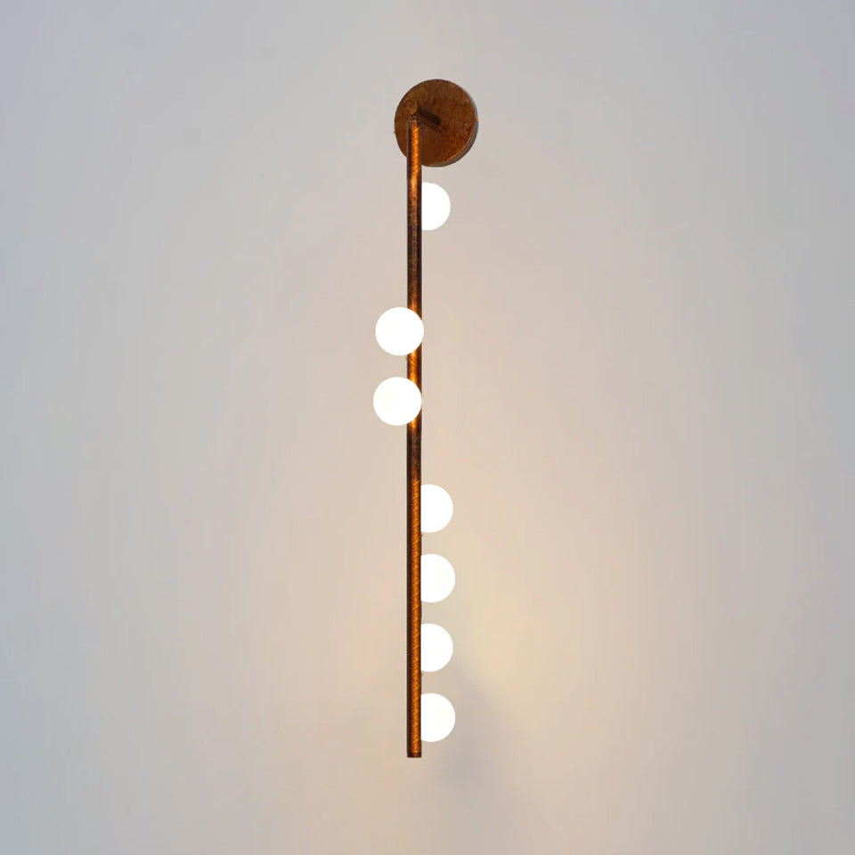 Brass Glass Tube Wall Light - 7 Heads A Φ 4.7 x H 39.4 Brass, Hardwired Wall Sconce, detail 88