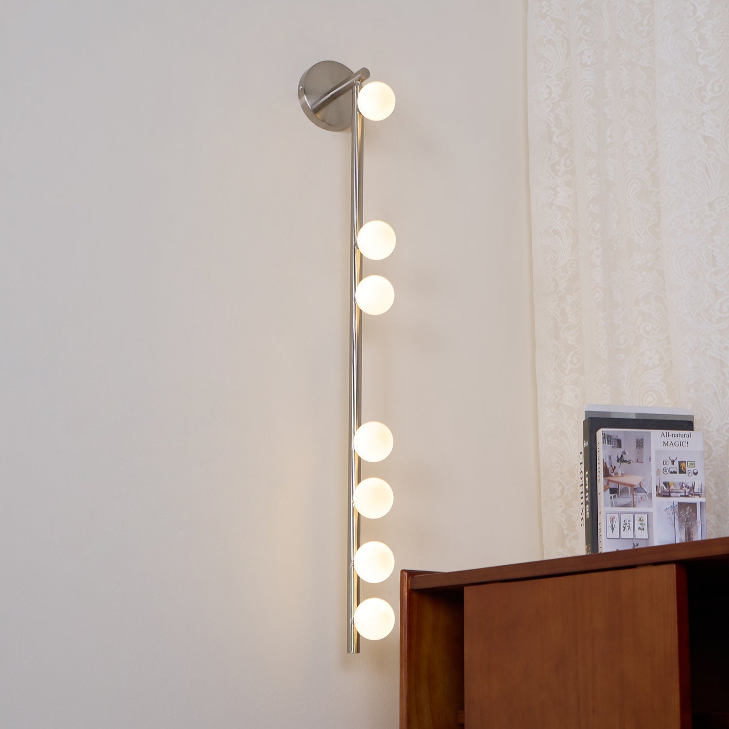 Brass Glass Tube Wall Light - 7 Heads A Φ 4.7 x H 39.4 Brass, Hardwired Wall Sconce, detail 20