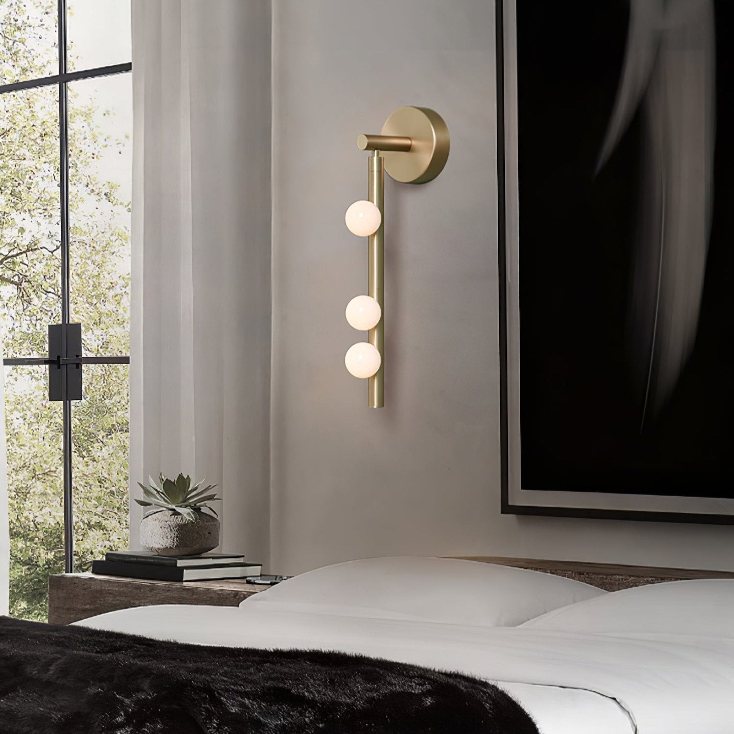 Brass Glass Tube Wall Light - 7 Heads A Φ 4.7 x H 39.4 Brass, Hardwired Wall Sconce, detail 9