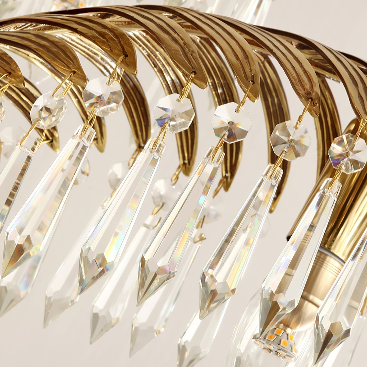 Brass Palm Leaf Crystal Chandelier detail view 35