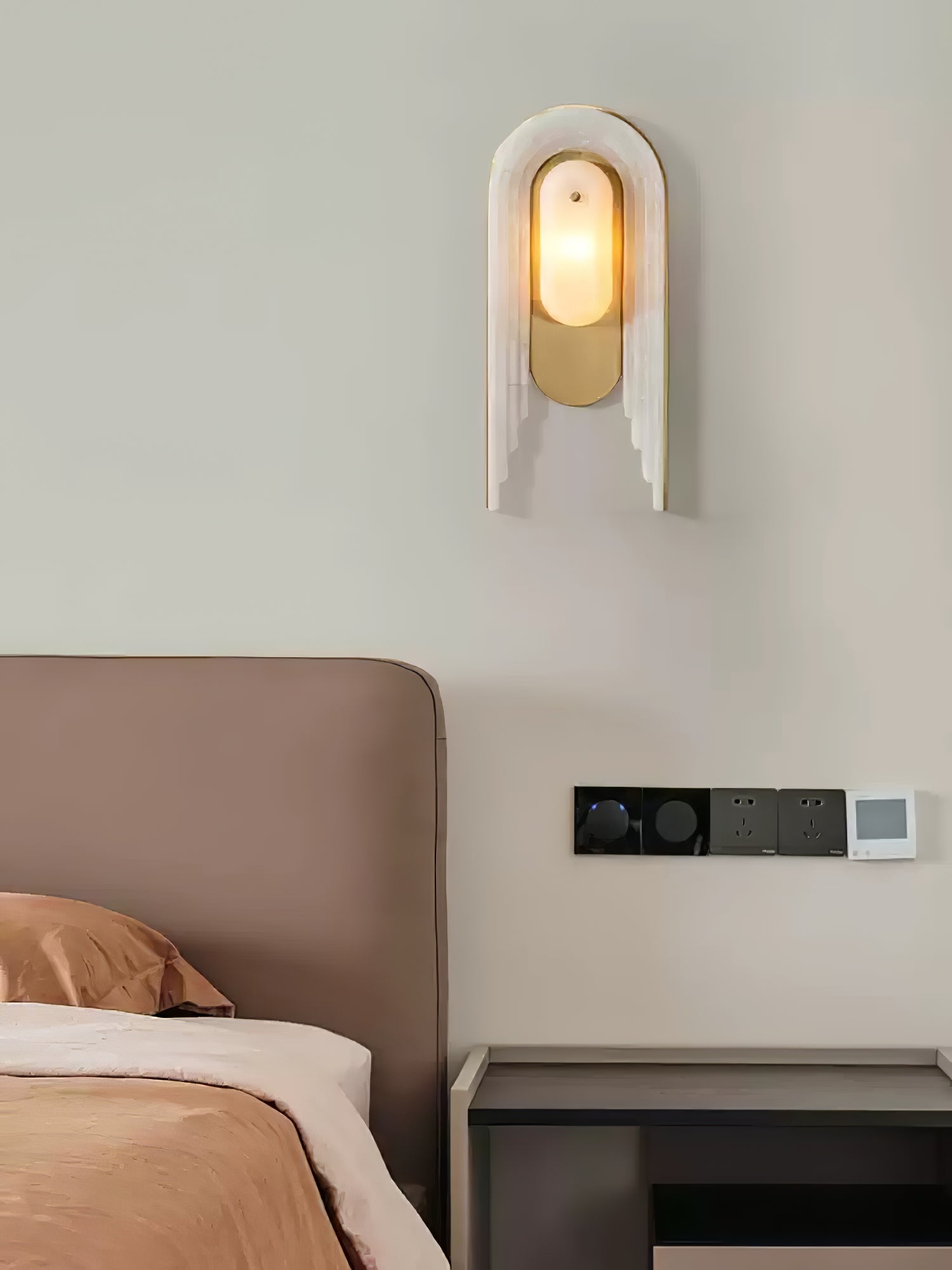 Cascada Alabaster Wall Light - Dia 18cm x H 40cm Metal, Hardwired Wall Sconce, detail 6