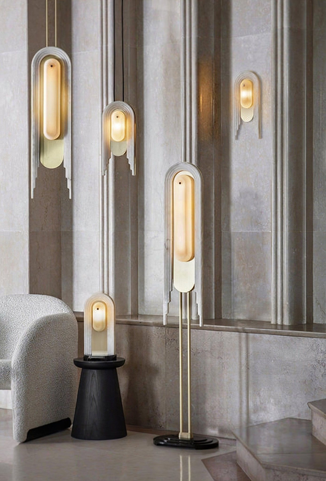 Cascada Alabaster Wall Light - Dia 18cm x H 40cm Metal, Hardwired Wall Sconce, detail 10