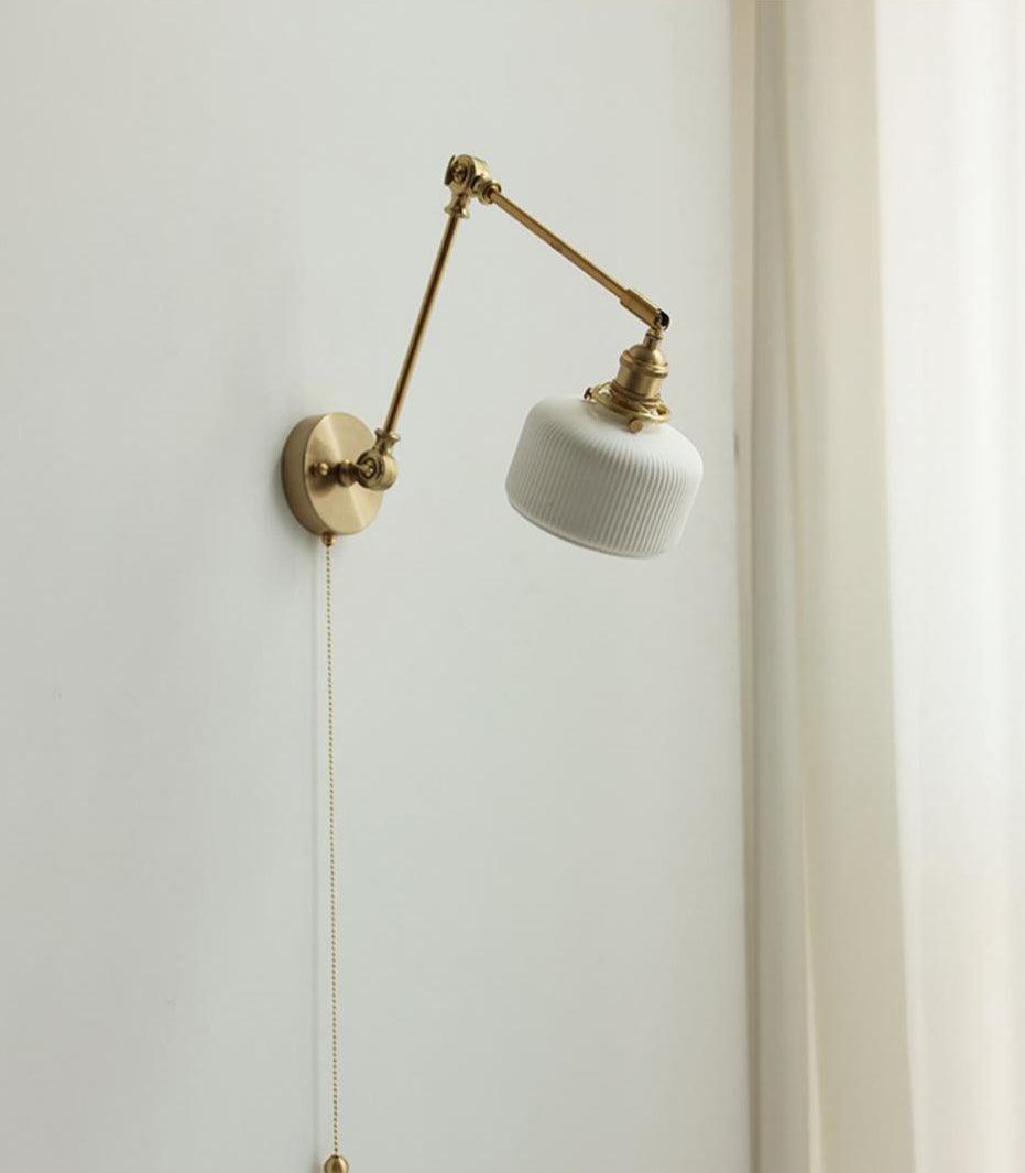 Ceramic Brass Retractable Arm Wall Light 4.7