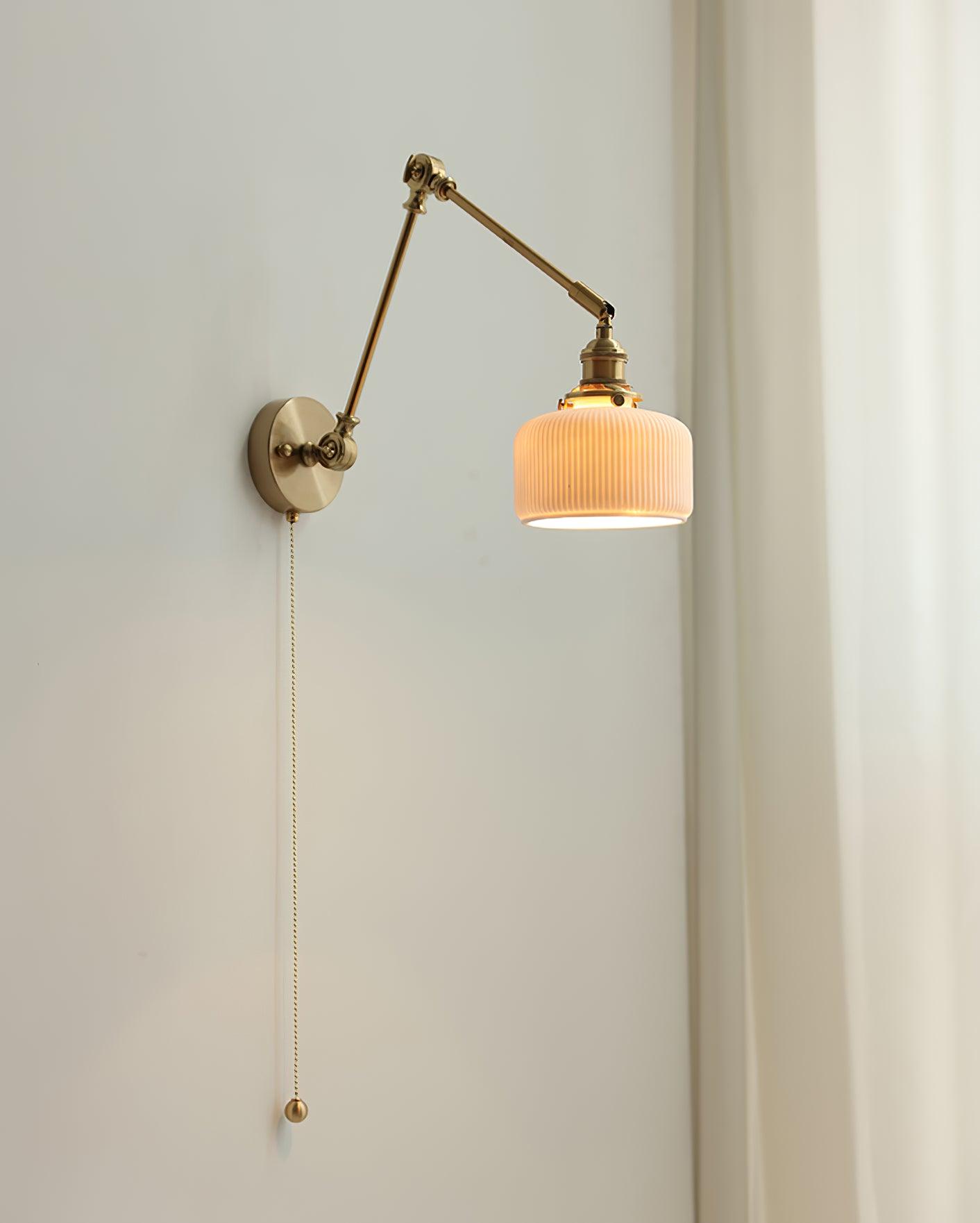 Ceramic Brass Retractable Arm Wall Light 4.7