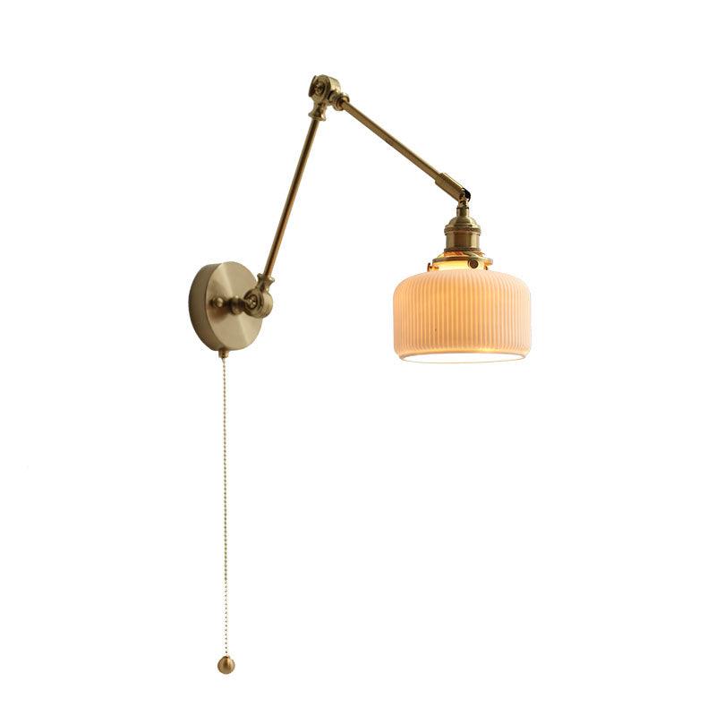 Ceramic Brass Retractable Arm Wall Light 4.7