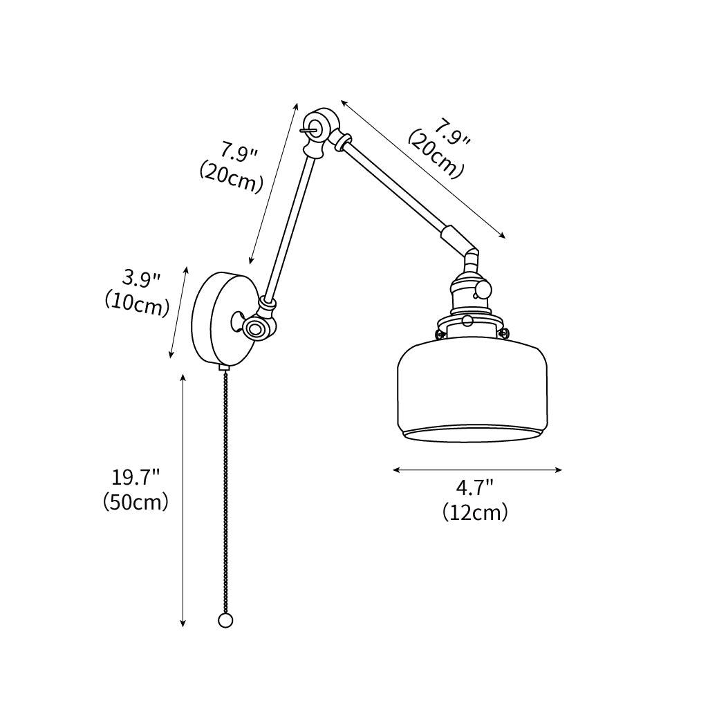 Ceramic Brass Retractable Arm Wall Light 4.7