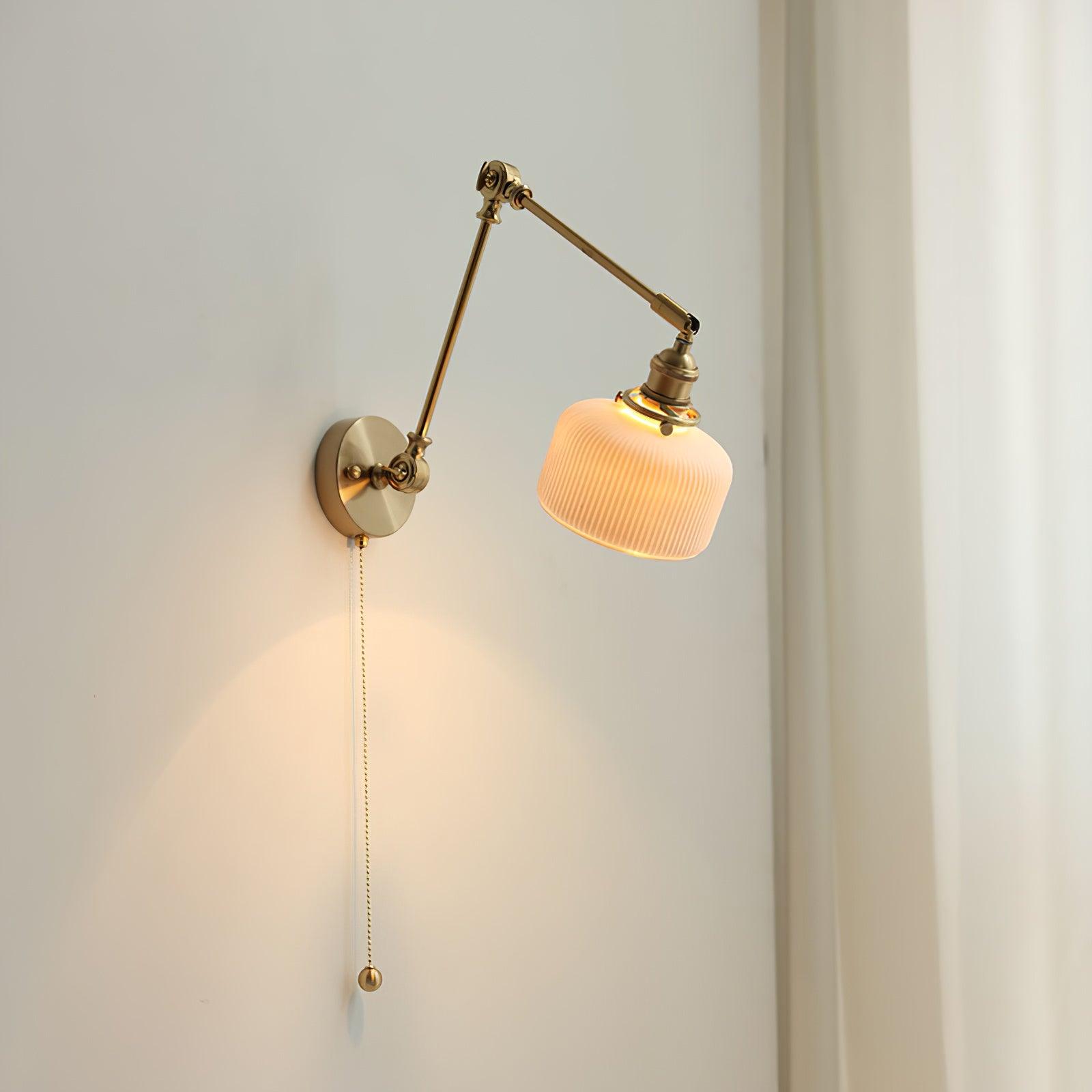 Ceramic Brass Retractable Arm Wall Light 4.7