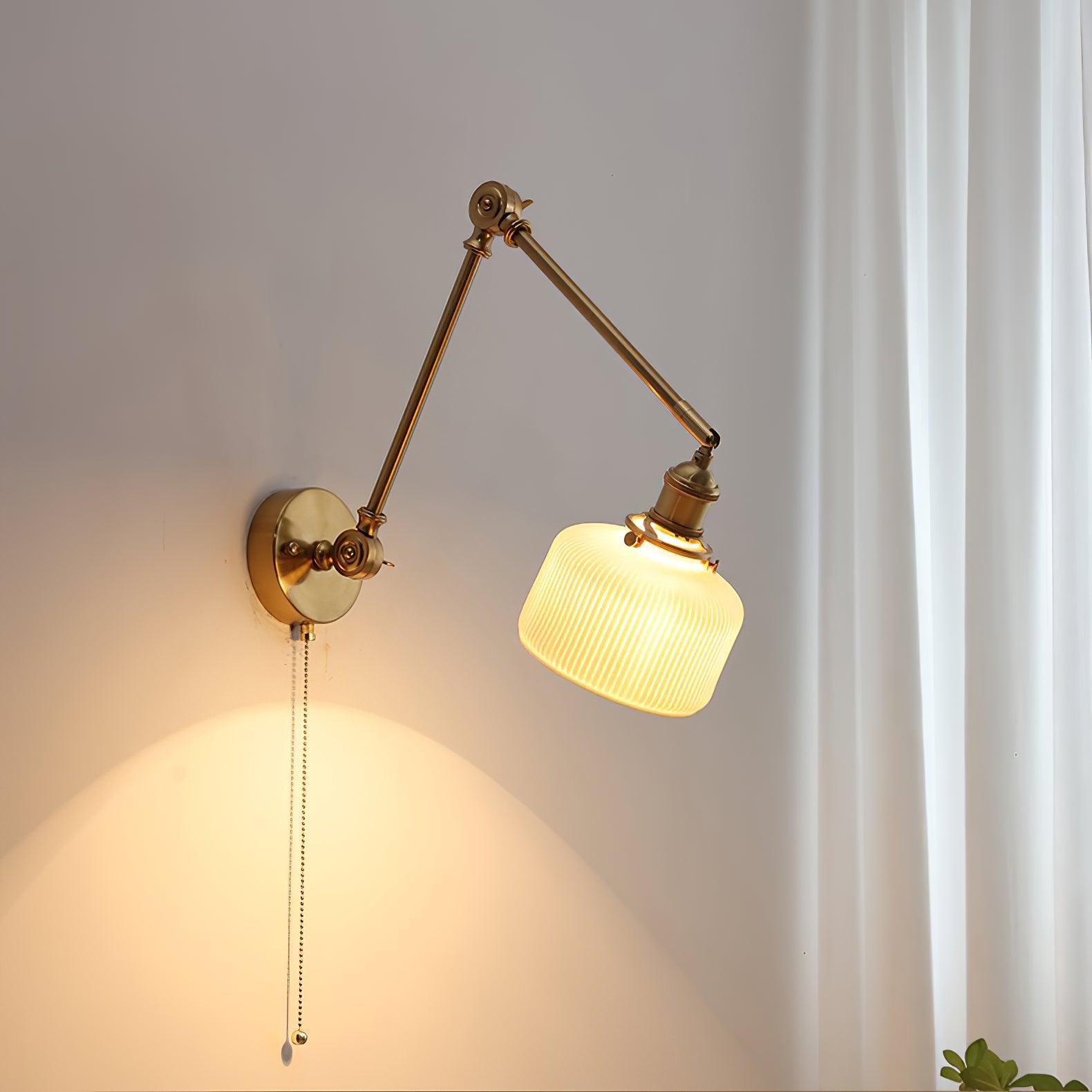 Ceramic Brass Retractable Arm Wall Light 4.7