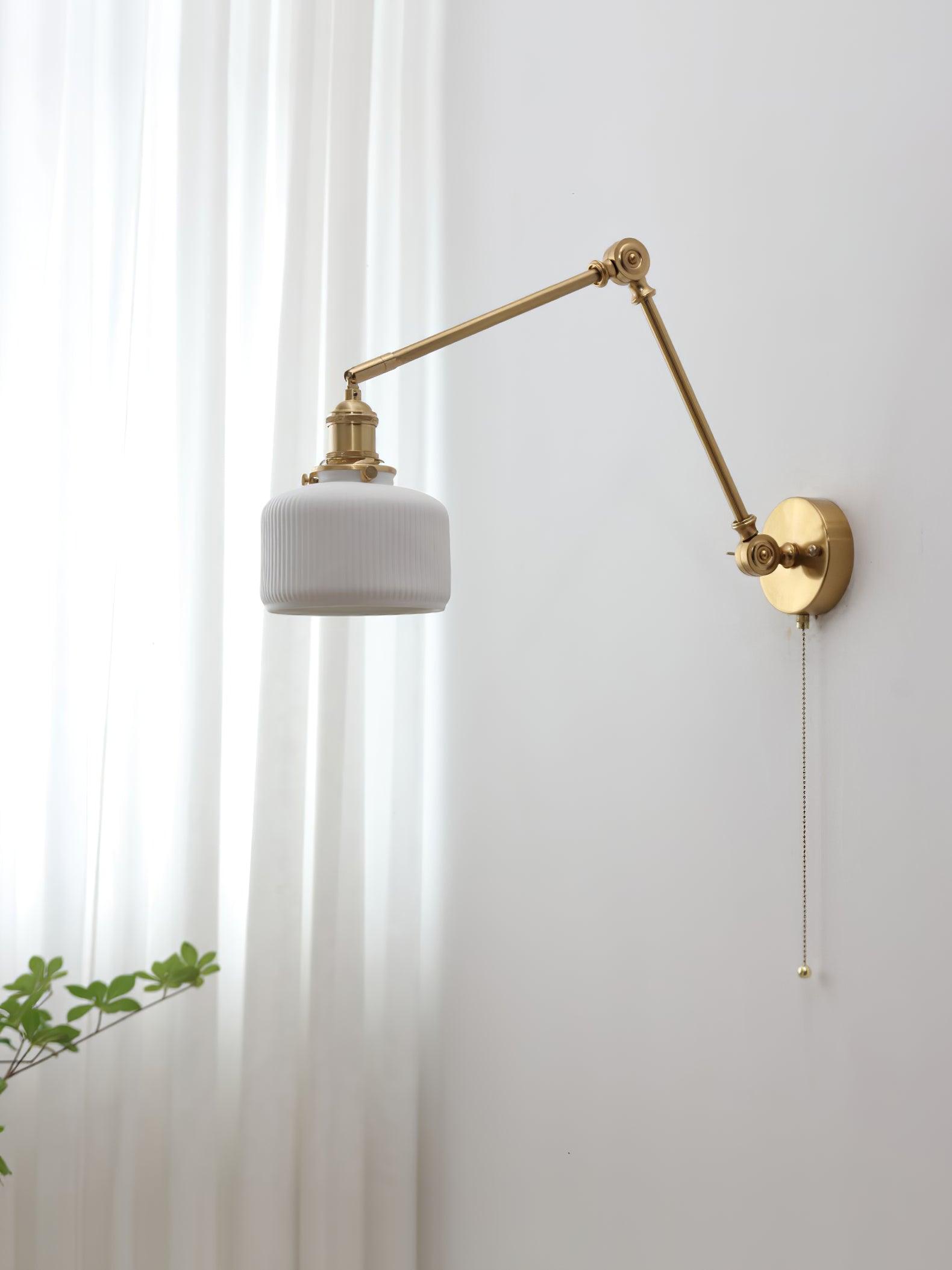 Ceramic Brass Retractable Arm Wall Light 4.7