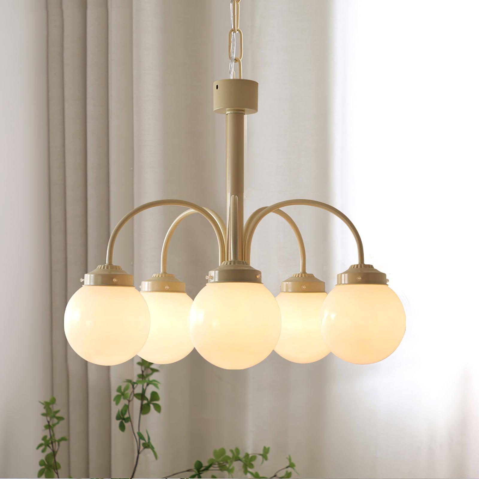 Cream Planet Glass Chandelier
