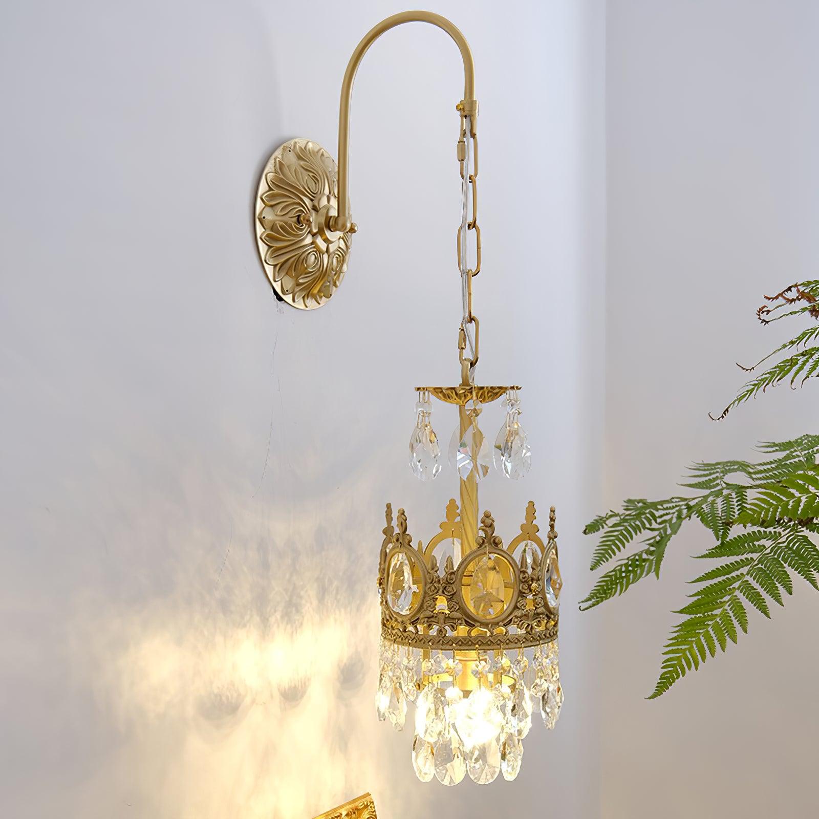 Crystal Crown Wall Light - Model A: Dia 17cm x W... Crystal, Hardwired Wall Sconce, detail 5