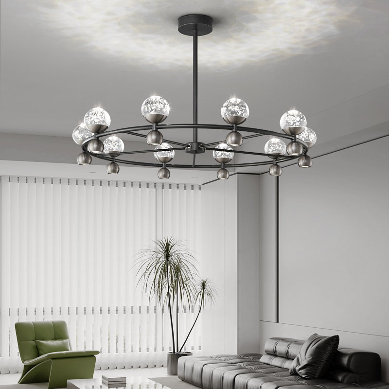 Close-up angle of Crystal Nebula Chandelier showing form and material detail