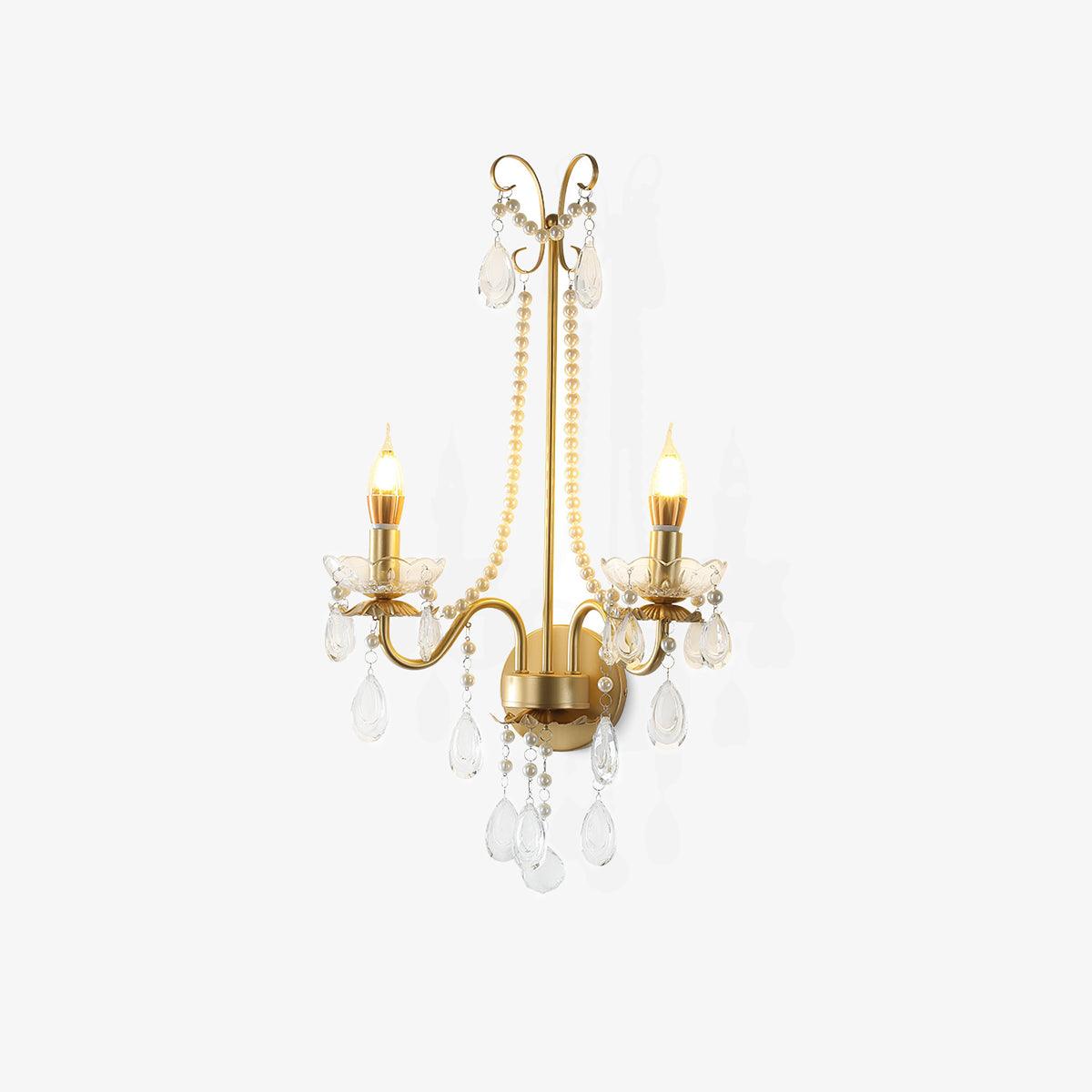 Crystal Pearl Chain Wall Light - Dia 42.5cm x H 64cm Iron, Hardwired Wall Sconce, detail 2