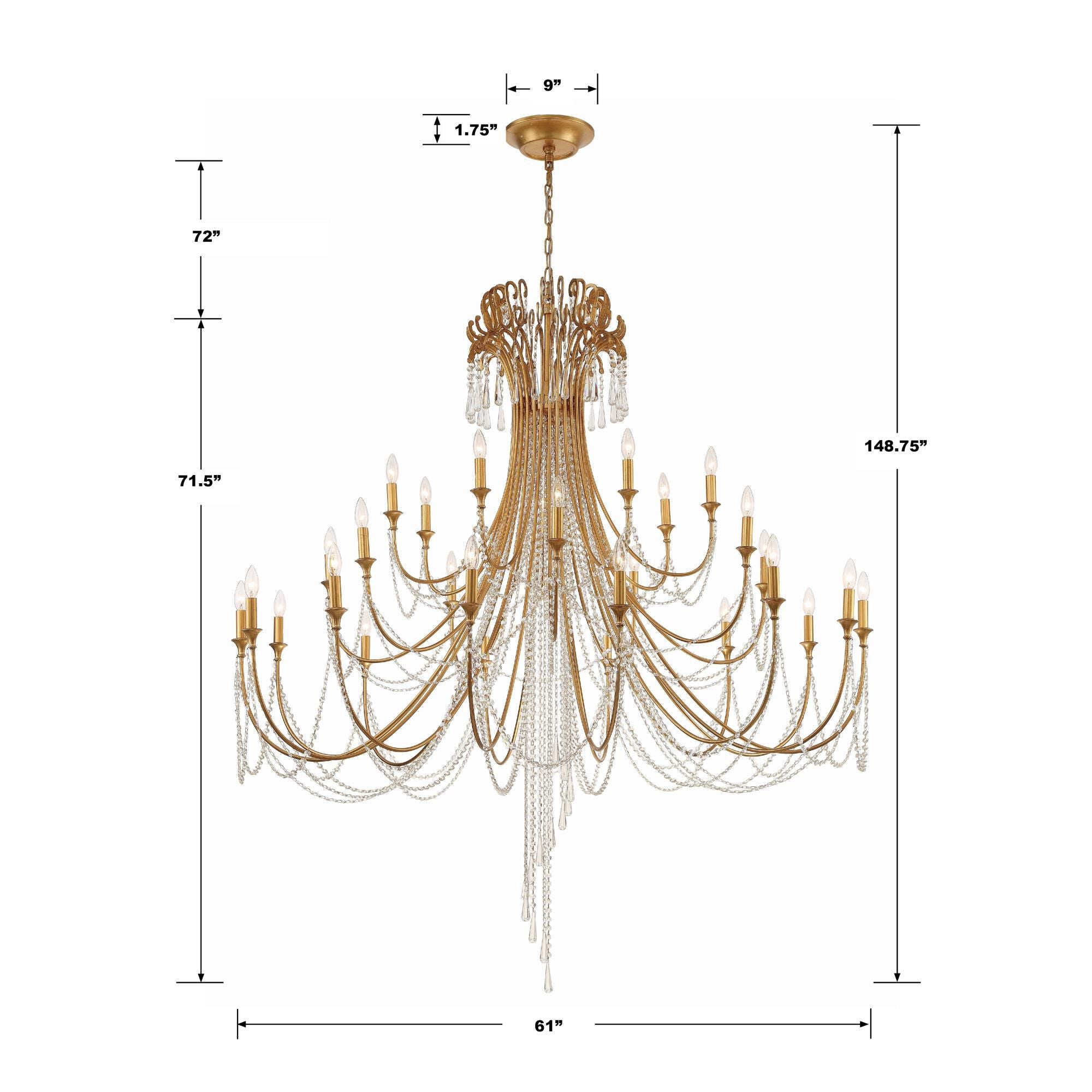 Crystorama Arcadia 61 Inch 28 Light Chandelier Cp527008