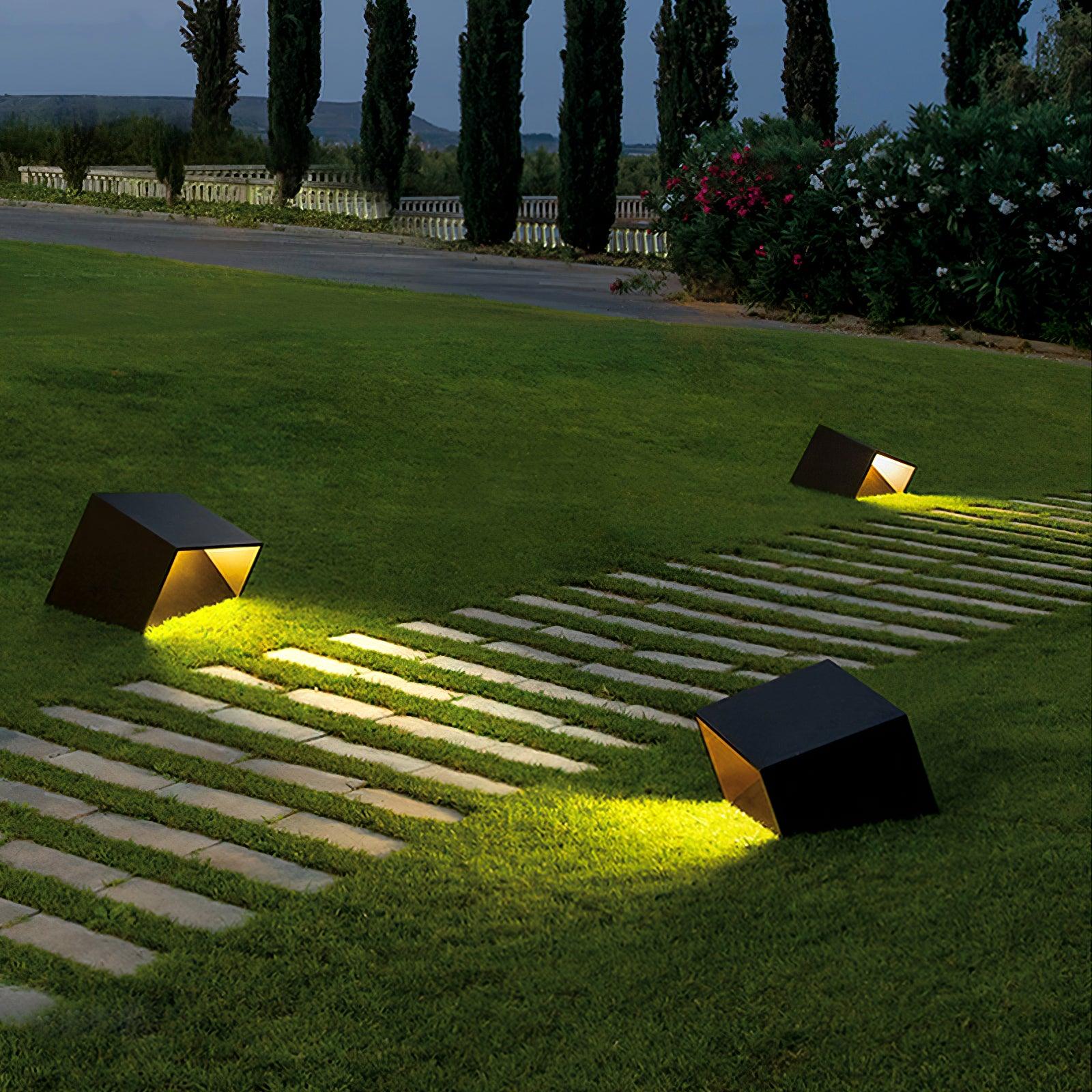 Close-up angle of Cube Garden Light Table Lamp showing form and material detail
