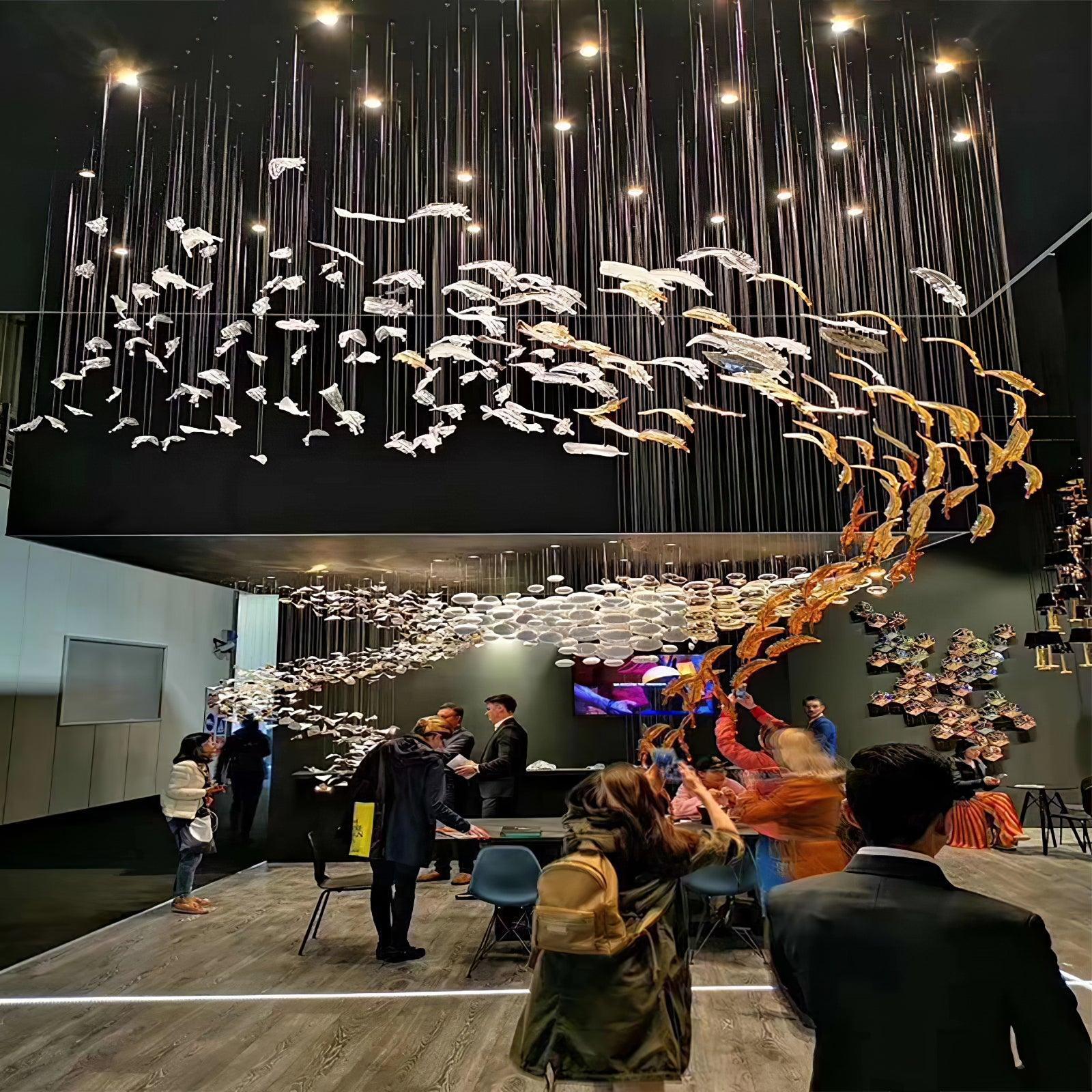 DIY Glass Feathers Chandelier