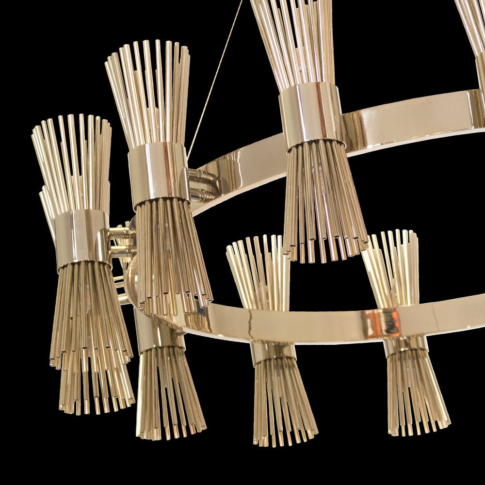 Designer Contemporary 24 Carat Gold-Plated Chandelier