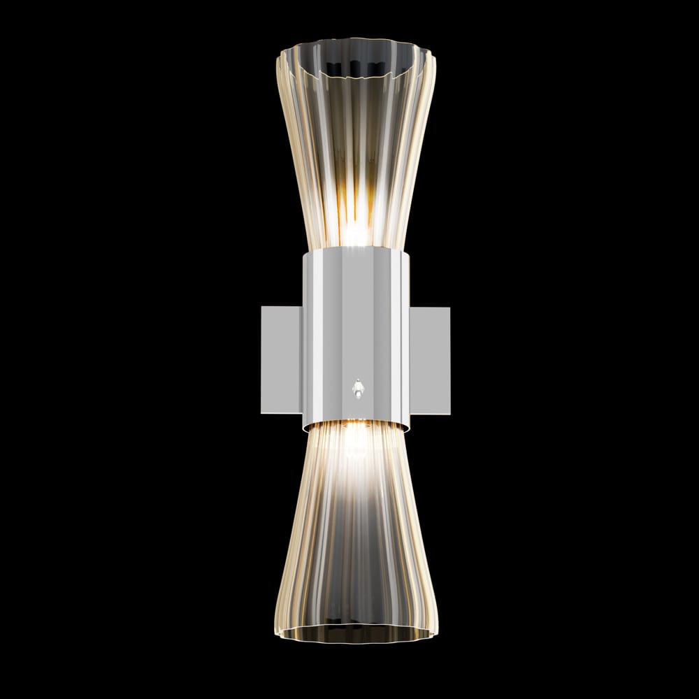 Designer Modern Chrome Murano Glass Wall Sconce