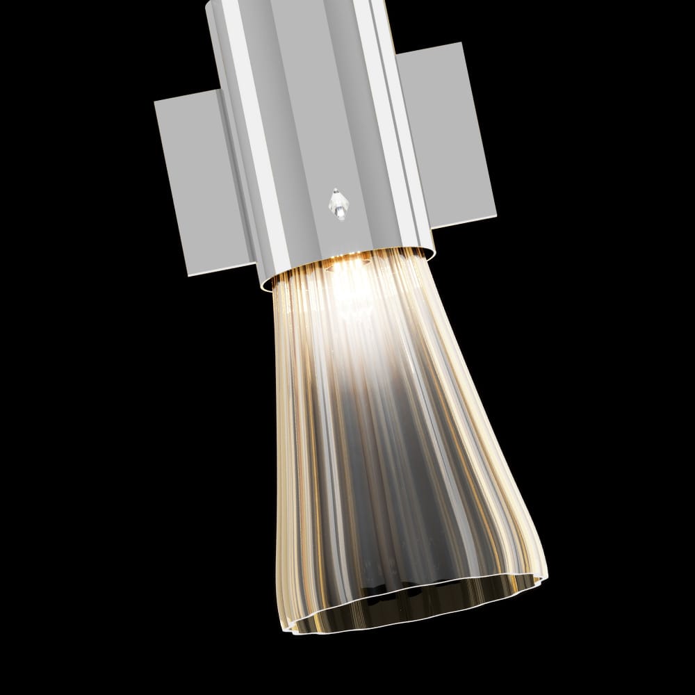 Designer Modern Chrome Murano Glass Wall Sconce