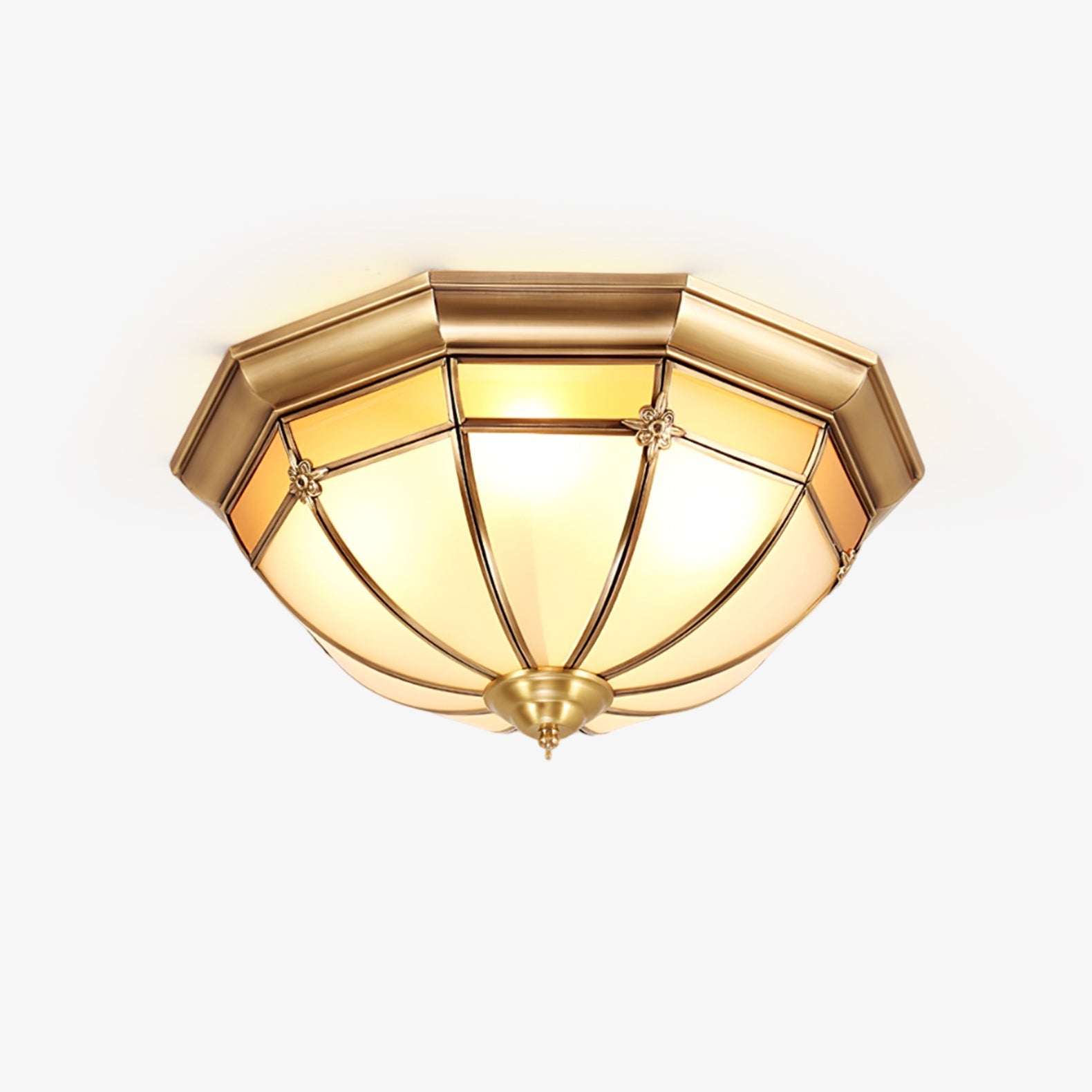 Dome Brass Flush Ceiling Light