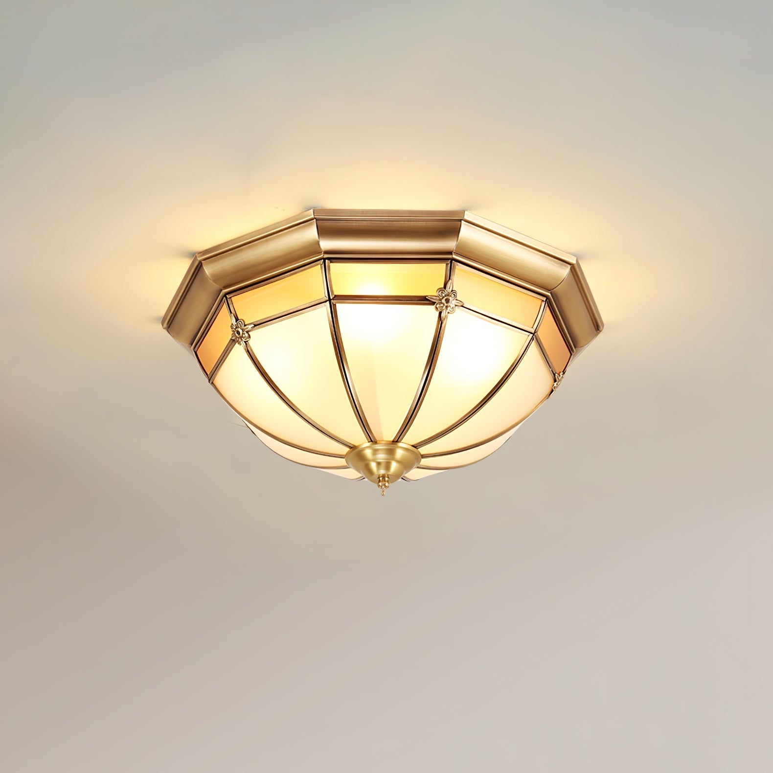Dome Brass Flush Ceiling Light