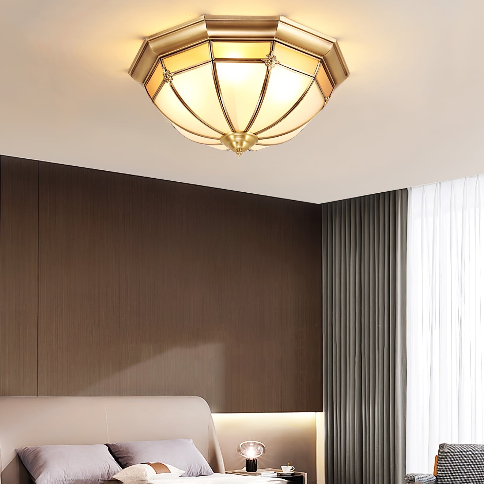 Dome Brass Flush Ceiling Light