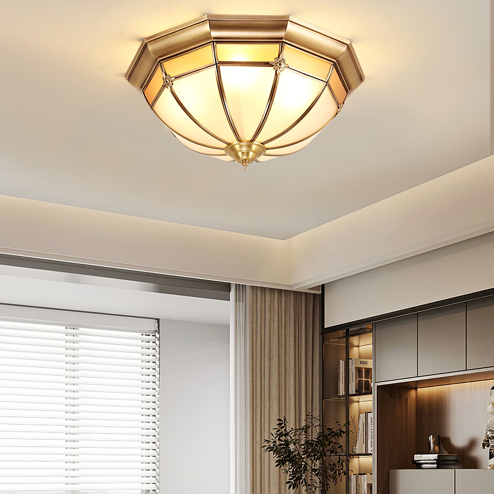 Dome Brass Flush Ceiling Light