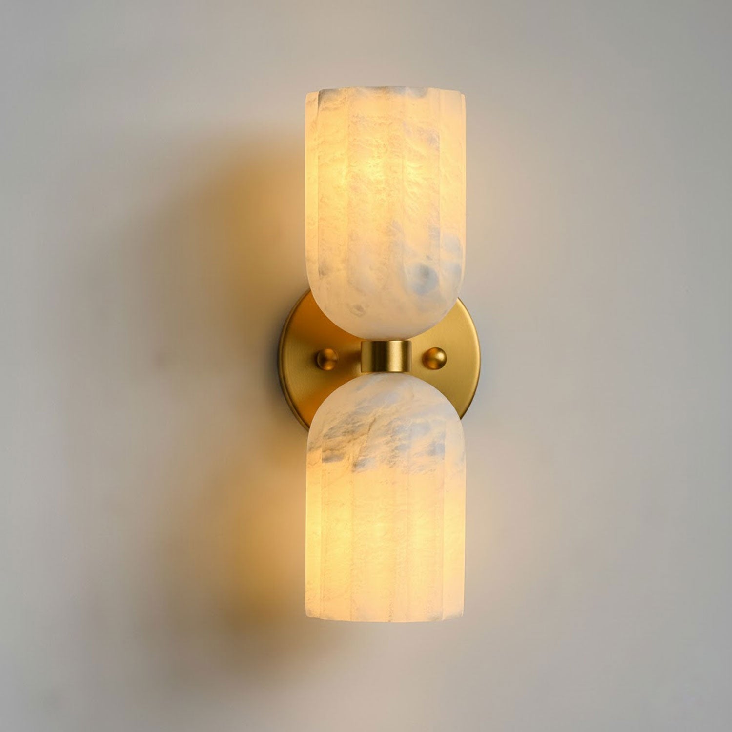 Dual Alabaster Ribbed Wall Light, Hardwired Wall Sconce, detail 18