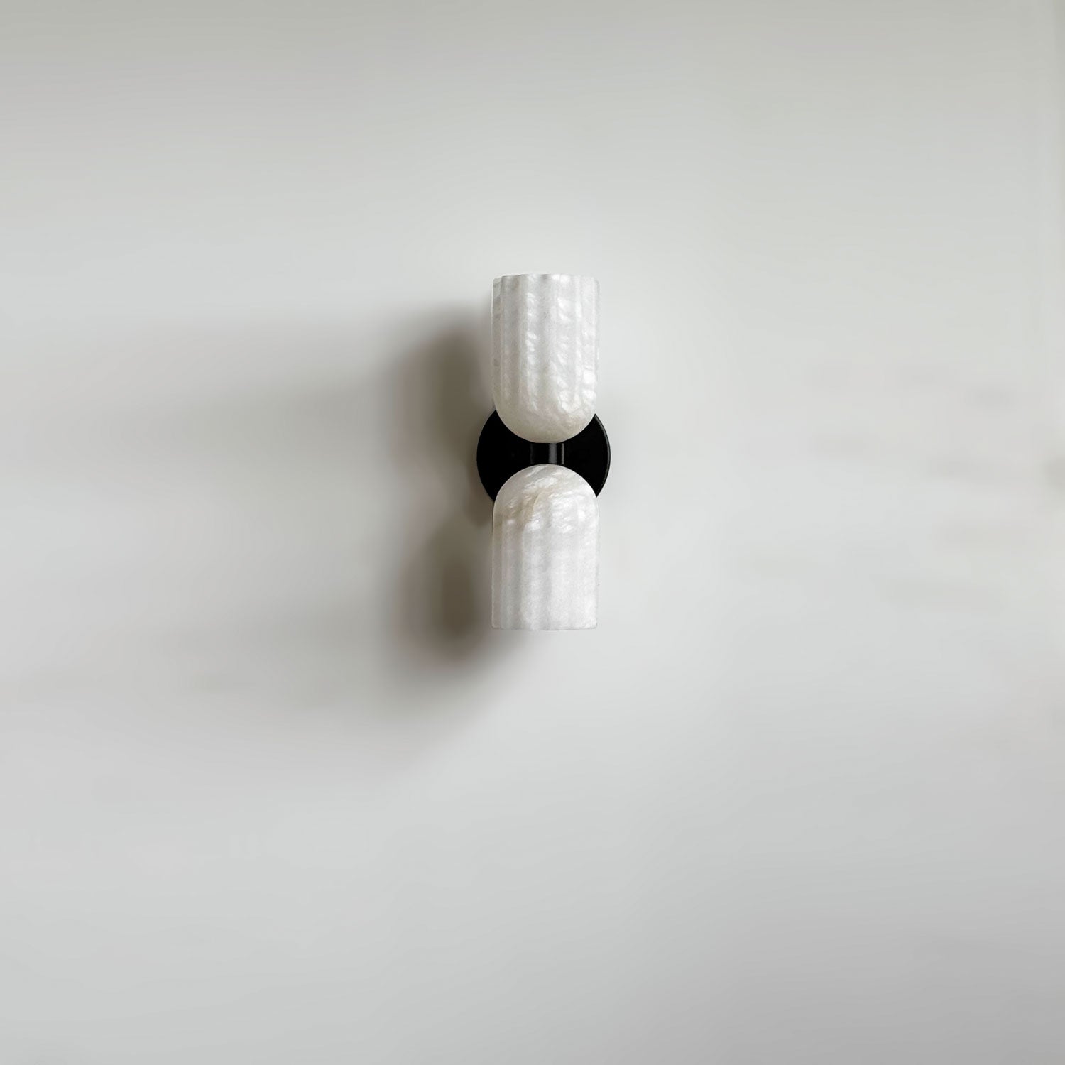 Dual Alabaster Ribbed Wall Light, Hardwired Wall Sconce, detail 12