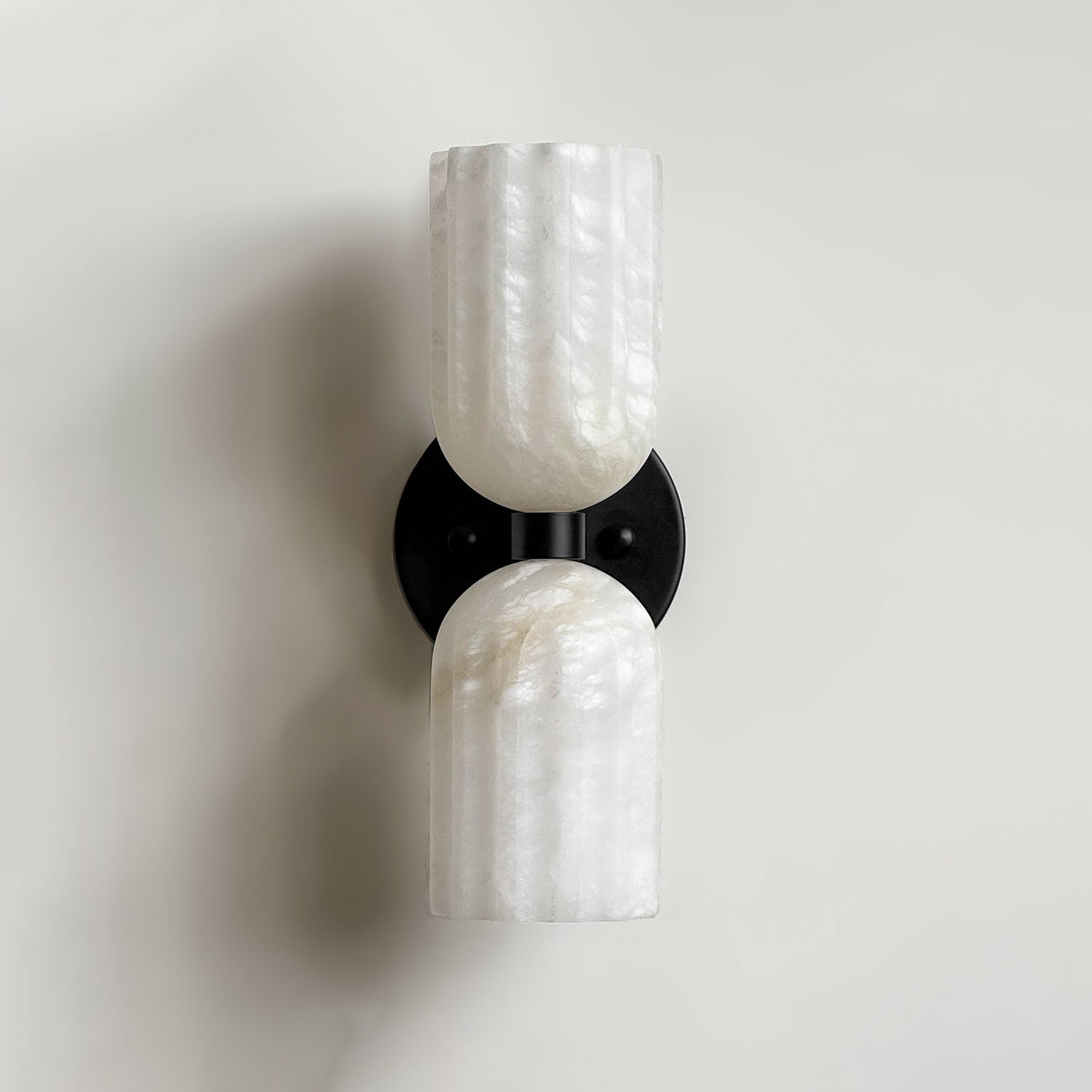 Dual Alabaster Ribbed Wall Light, Hardwired Wall Sconce, detail 16