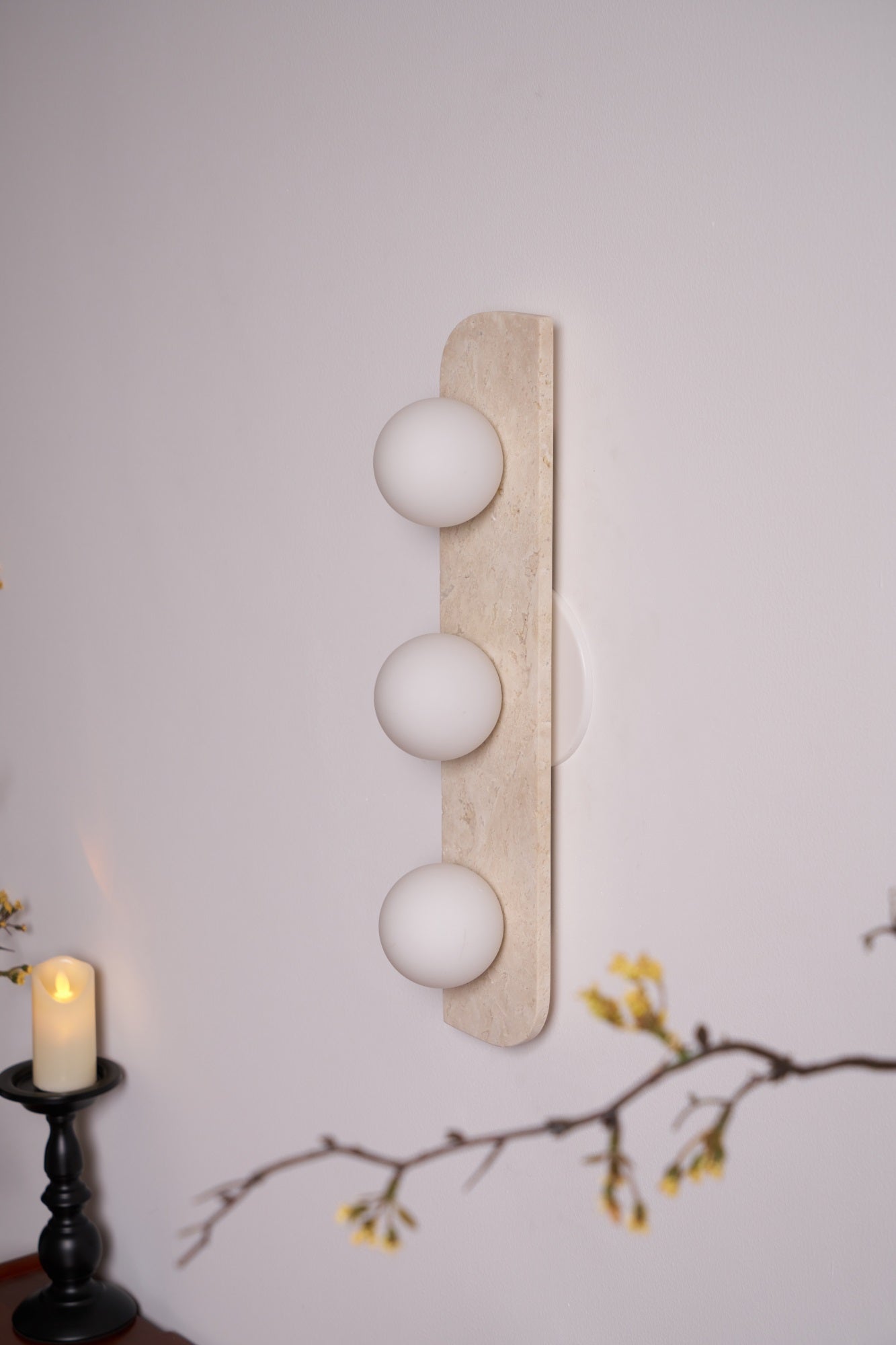 Elysian Travertine Plug-In Wall Light, Plug-In Wall Sconce, detail 25
