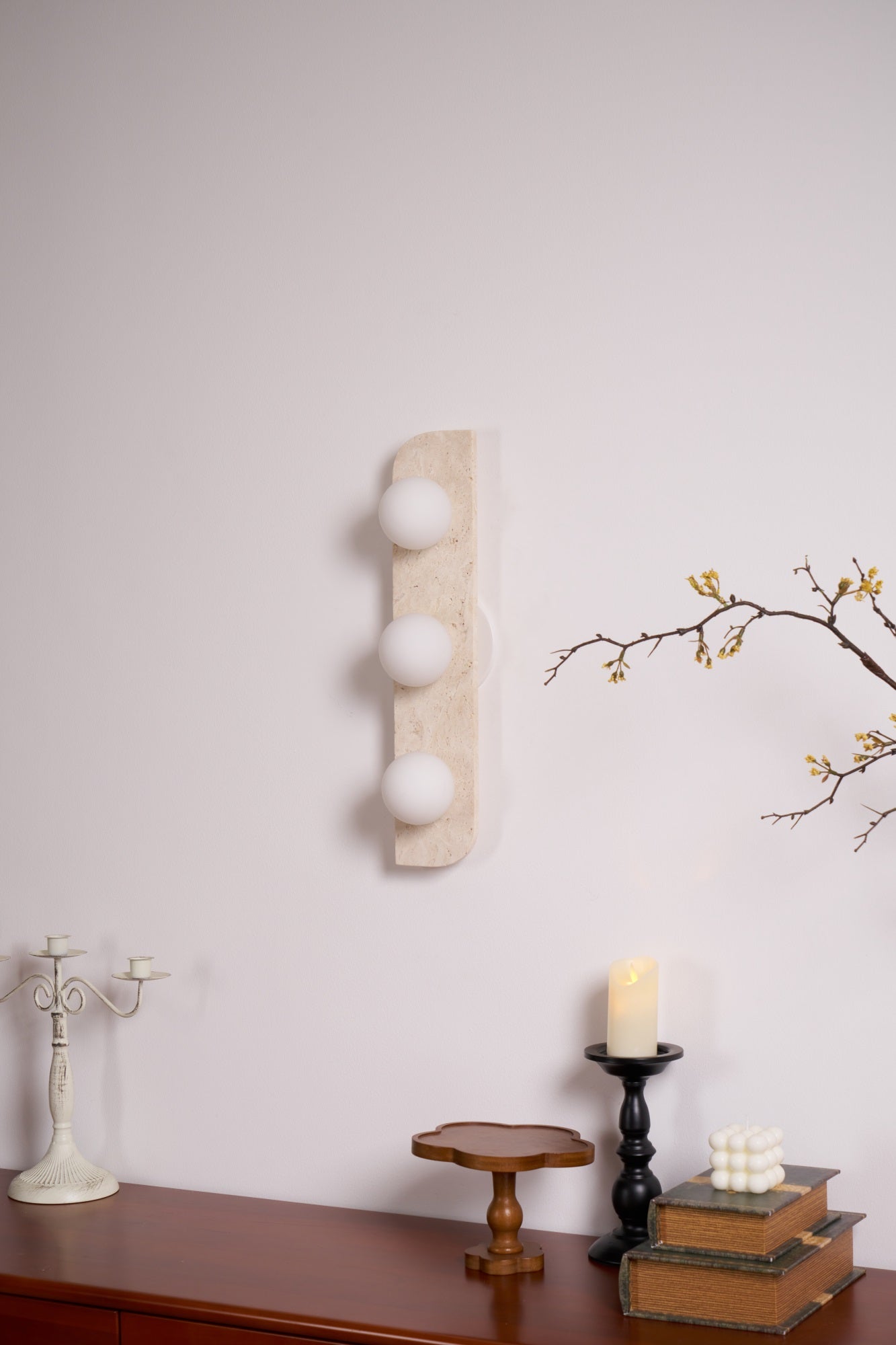 Elysian Travertine Plug-In Wall Light, Plug-In Wall Sconce, detail 28