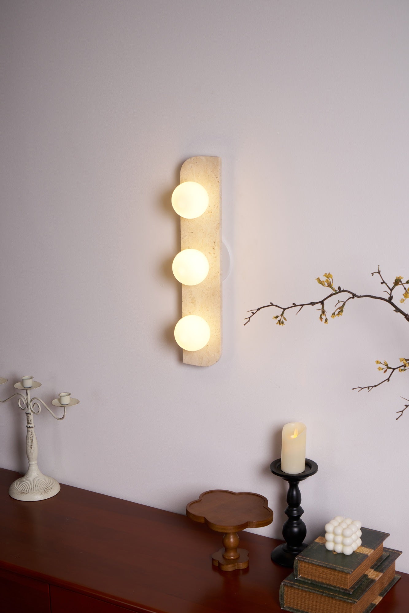 Elysian Travertine Plug-In Wall Light, Plug-In Wall Sconce, detail 31