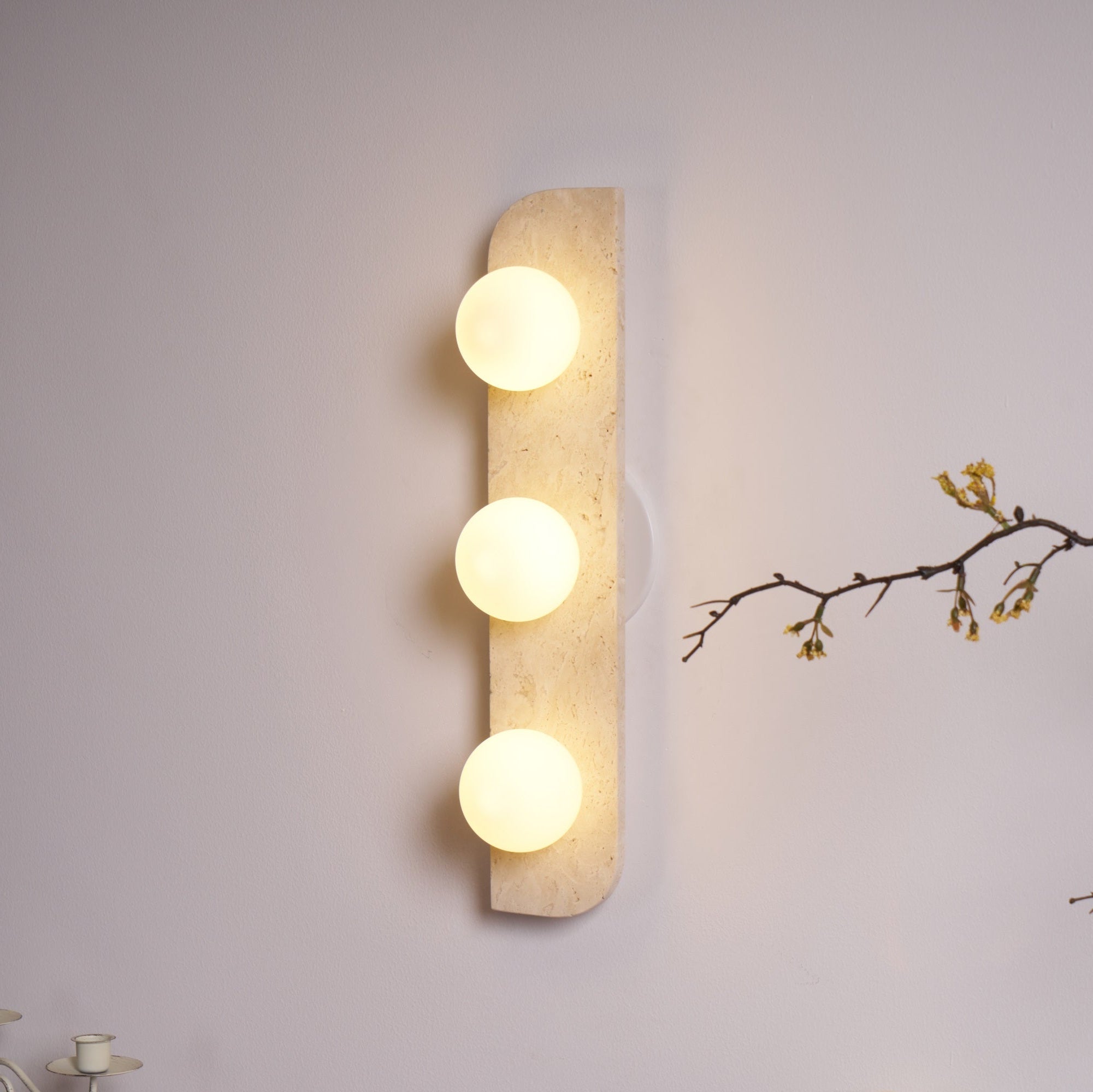 Elysian Travertine Plug-In Wall Light, Plug-In Wall Sconce, detail 9