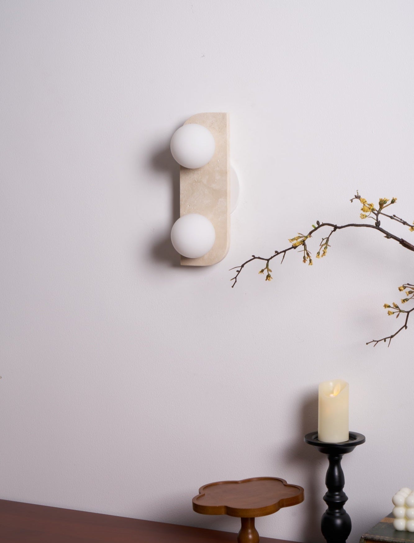 Elysian Travertine Plug-In Wall Light, Plug-In Wall Sconce, detail 27