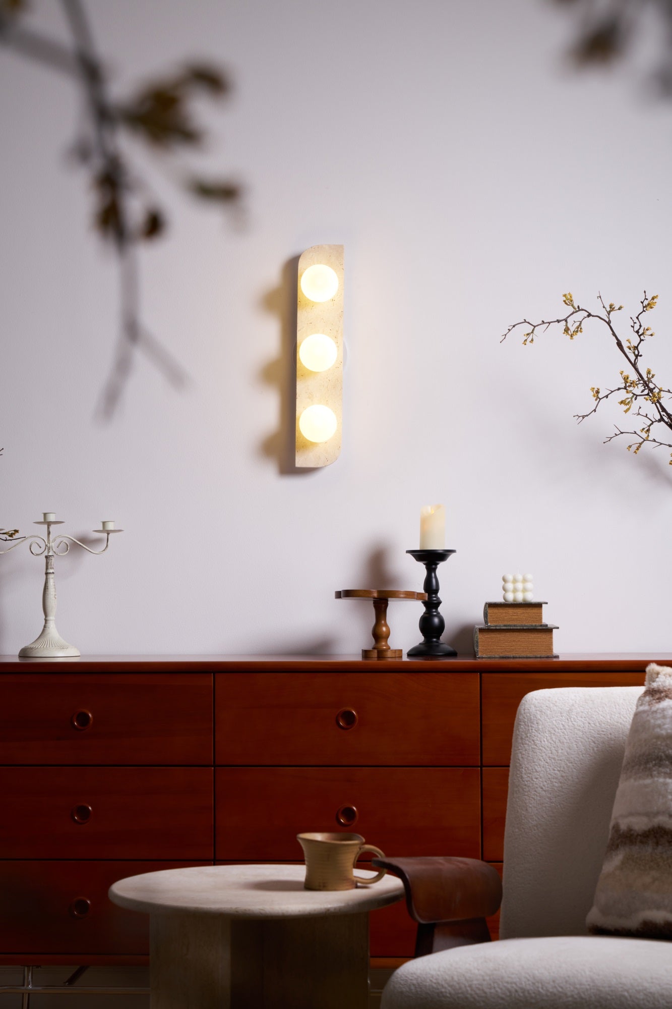 Elysian Travertine Plug-In Wall Light, Plug-In Wall Sconce, detail 15