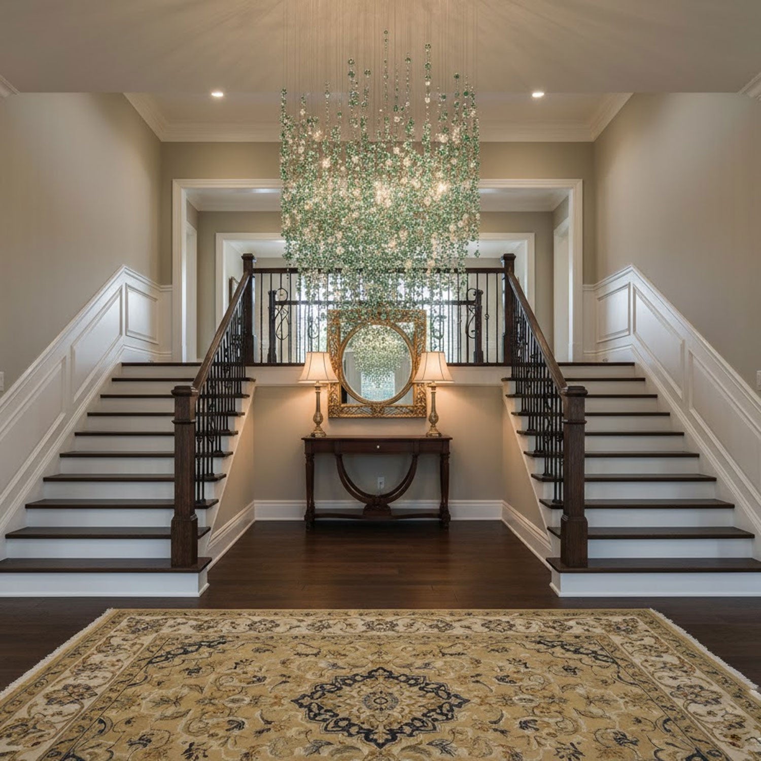 Emerald Rainfall Crystal Customizable Chandelier