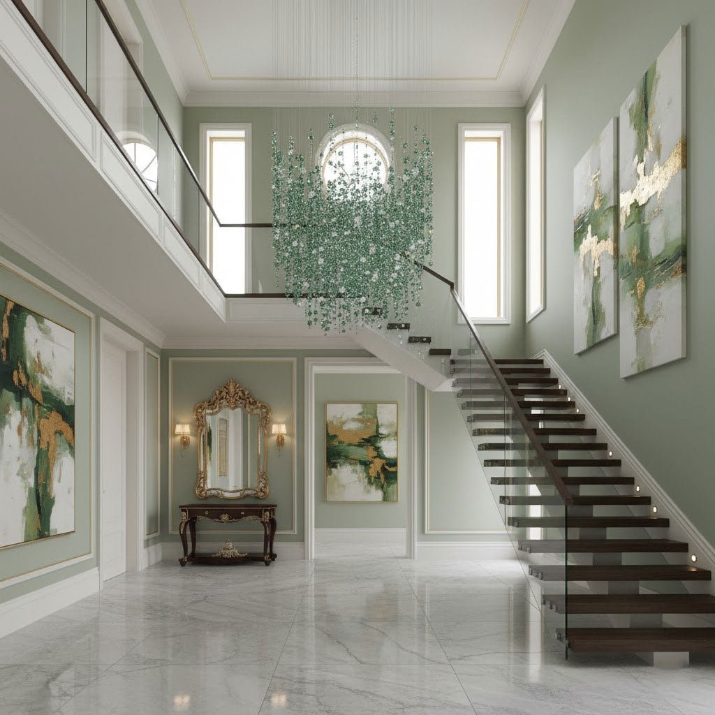 Emerald Rainfall Crystal Customizable Chandelier