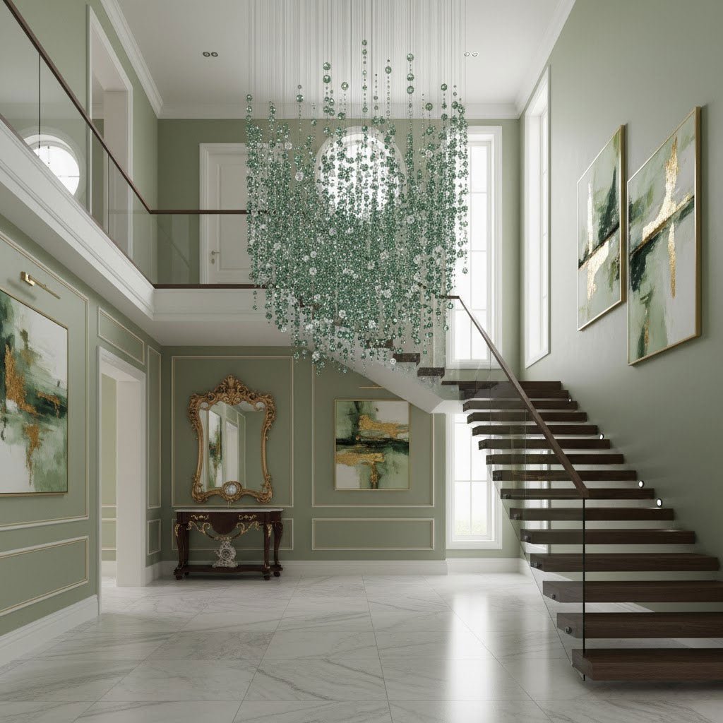Emerald Rainfall Crystal Customizable Chandelier